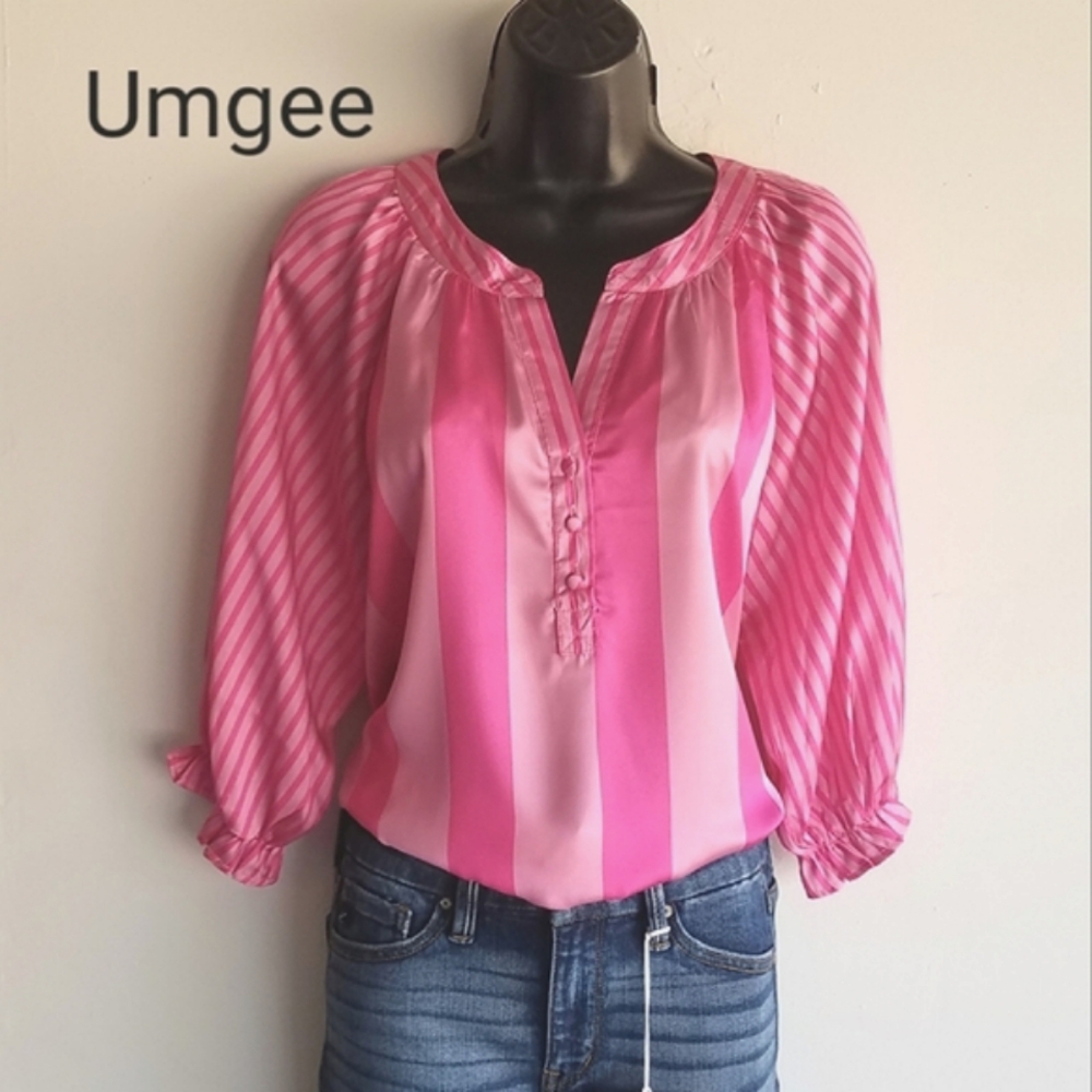 Umgee Raglan Sleeve High Low Hem Blouse